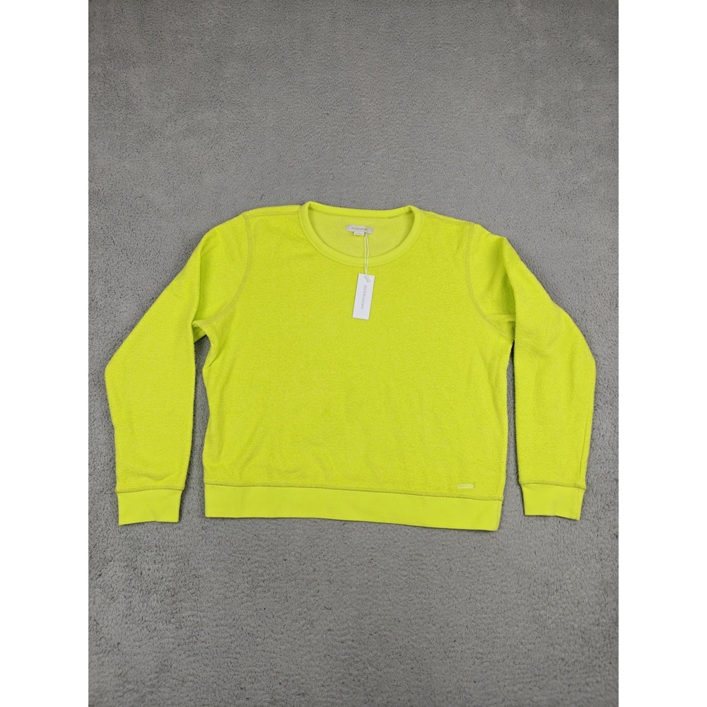 Outerknown Sweatshirt Womens Large Neon Yellow Terry Crewneck Pullover Logo New